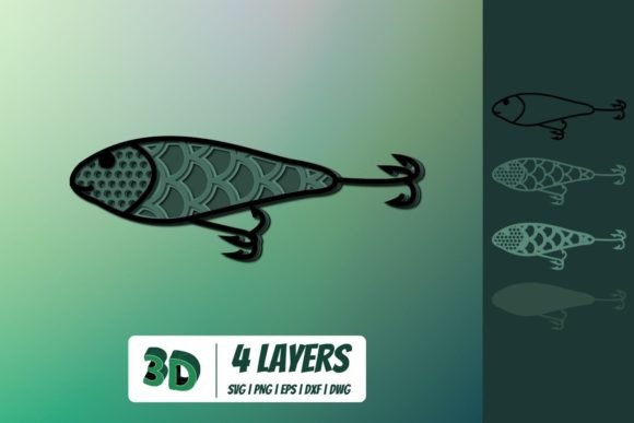 3D Fishing Lure SVG: Dynamic Shapes for Branding