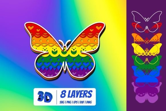 3D LGBT Butterfly SVG: Shapes for Modern Design