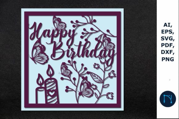 3D SVG Happy Birthday Greeting Card for Birthdays