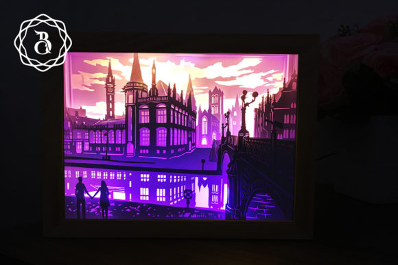 Belgian City of Ghent Light Box Template: 3D SVG Shadow Boxes