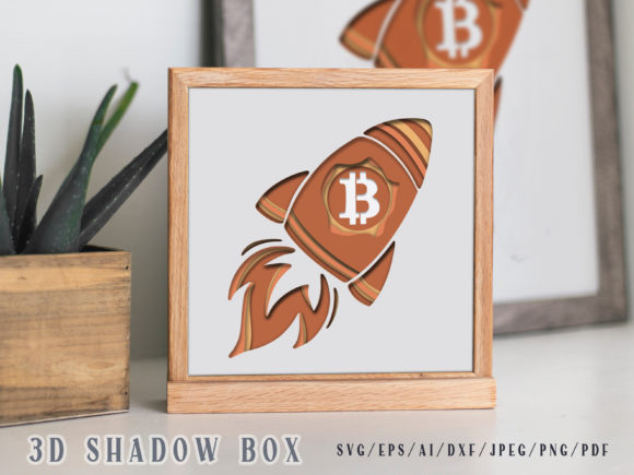 Bitcoin 3D Shadow Box SVG for Editorial Design