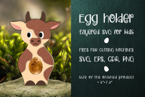 Cow Chocolate Egg Holder Template 3D SVG for Creative Sellers