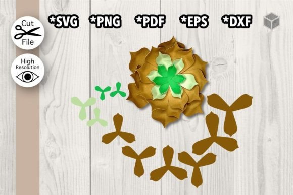 Floral Layered Succulent Template: 3D SVG Paper Flowers