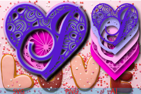 Heart Mandala Alphabet J: 3D SVG Shapes Review