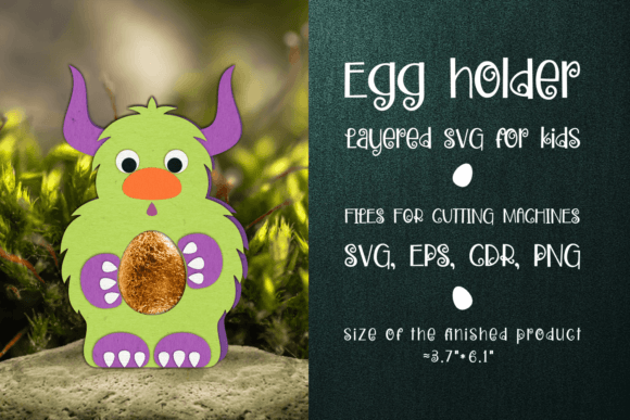 Horned Monster Chocolate Egg Holder Svg: 3D SVG Shapes