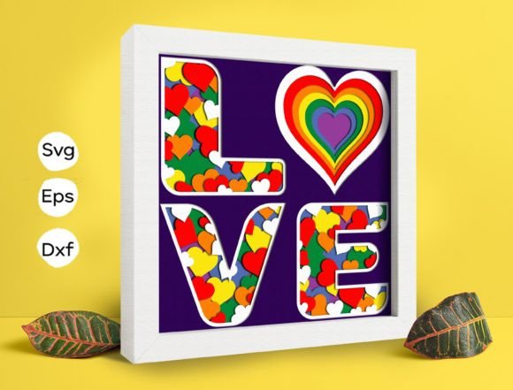 Love LGBT Papercut Light Box: 3D SVG for Shadow Boxes