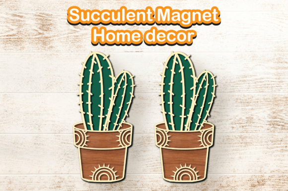 Magnet Cactus 3D SVG: Ornaments for Decor