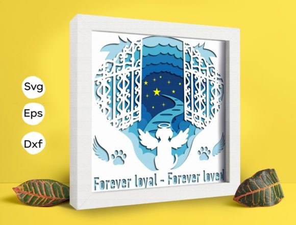 Memorial Dog Papercut Light Box 3D SVG for Shadow Boxes