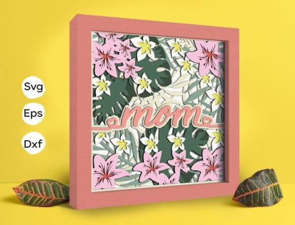 Mom Flower Papercut Light Box: 3D SVG for Shadow Boxes