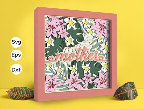 Mother Flower Papercut Light Box 3D SVG for Shadow Boxes