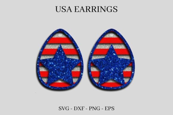 Patriotic Earrings 3D SVG for Independence Day Content