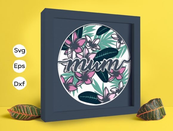 Plumeria Mum Papercut Light Box: 3D SVG Shadow Boxes